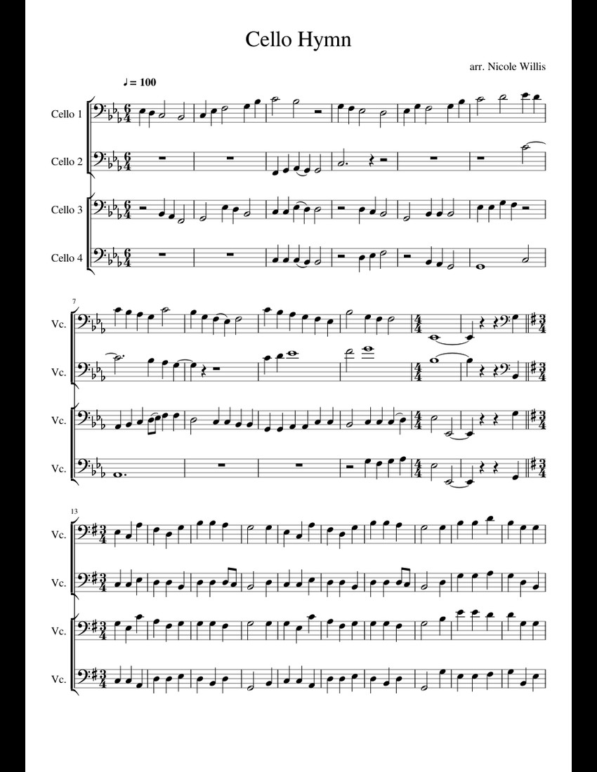 Cello Hymn sheet music for Cello download free in PDF or MIDI