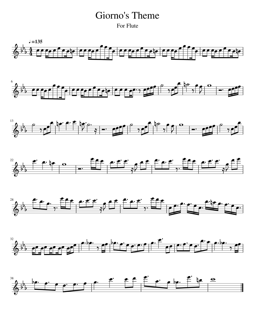 Giorno's Theme (Cut) Sheet music for Flute (Solo) | Musescore.com