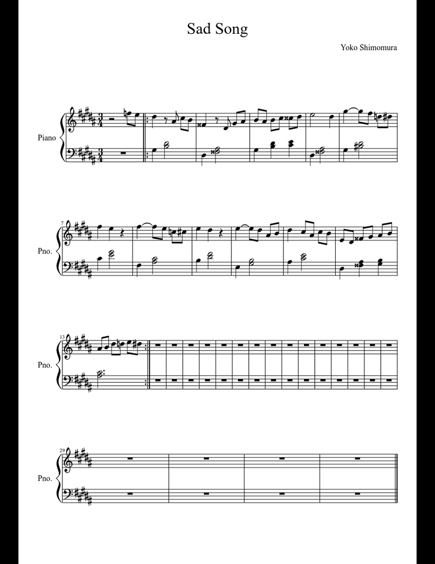 Sad Song sheet music download free in PDF or MIDI