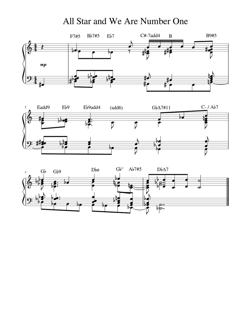 We Are Number One Played Simultaneously With All Star Sheet Music For We are number one played simultaneously with all star sheet music for