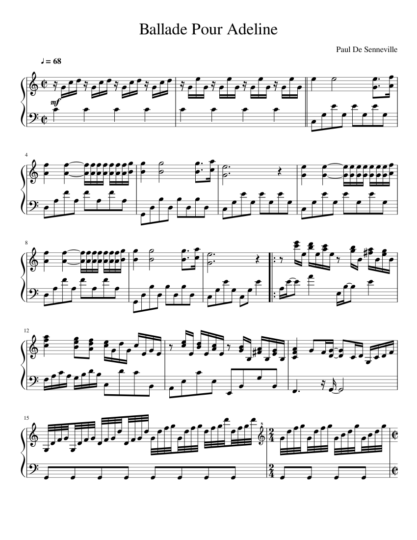 Ballade Pour Adeline Sheet music for Piano | Download free in PDF or
