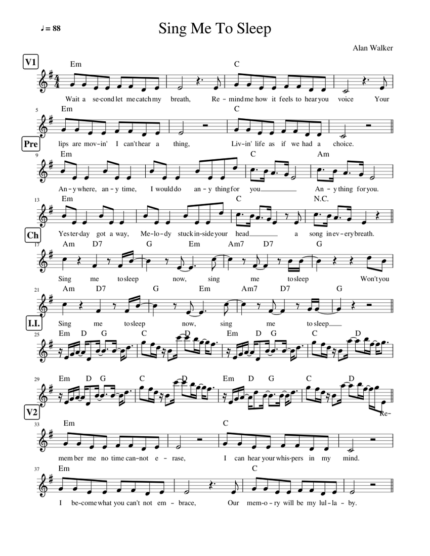 Sing me to sleep_Alan Walker Sheet music for Piano (Solo) | Musescore.com
