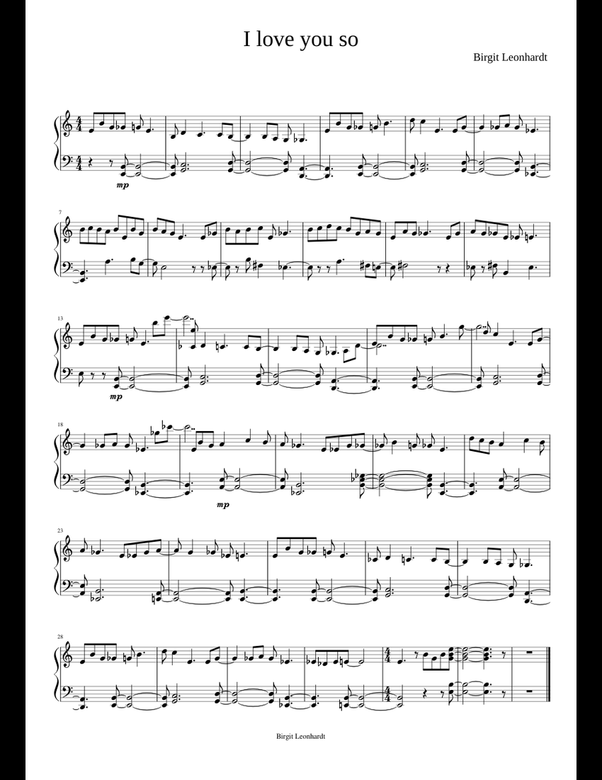 I love you so sheet music for Piano download free in PDF or MIDI