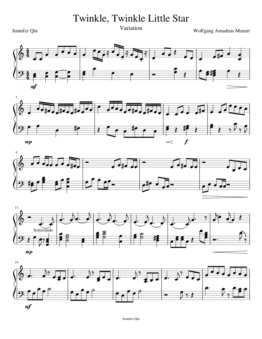Twinkle, Twinkle Little Star Sheet music for Piano (Solo) | Musescore.com