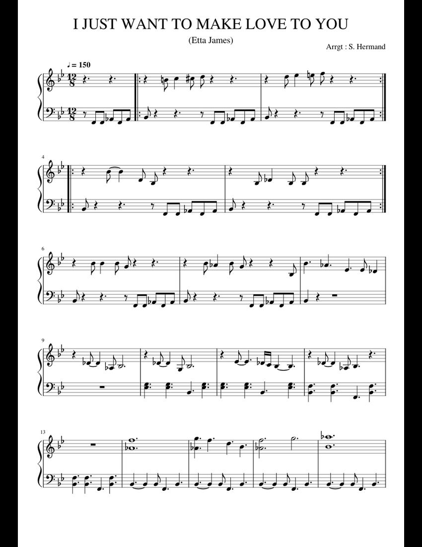 I JUST WANT TO MAKE LOVE TO YOU de Etta James sheet music for Piano ...