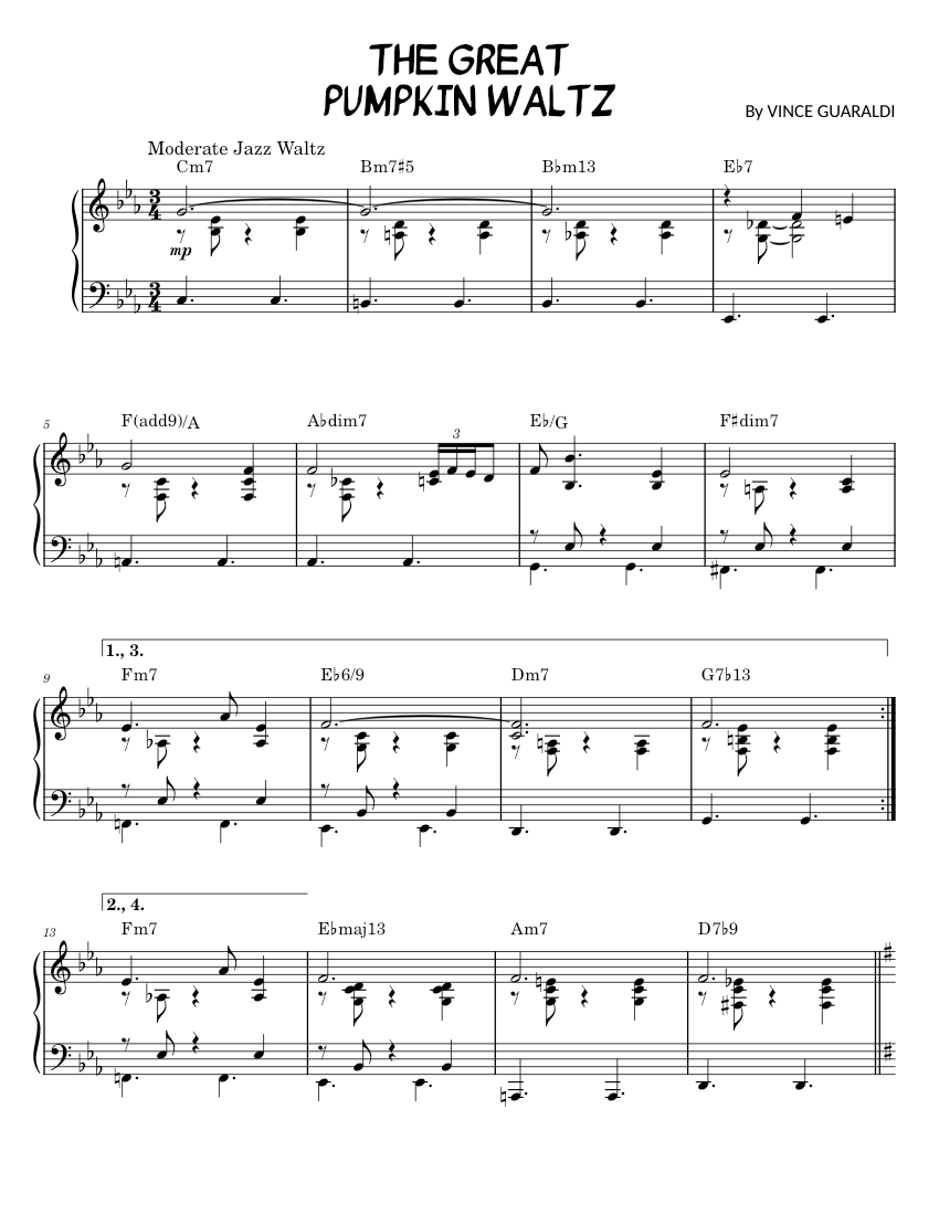 Great Pumpkin Waltz (The Peanuts) Sheet music for Piano (Solo