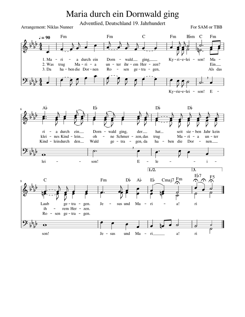 Maria durch ein Dornwald ging Sheet music for Voice Download free in