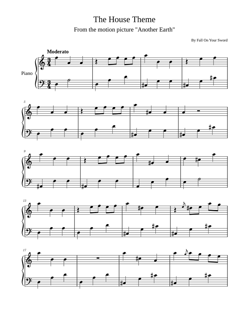 The House Theme sheet music download free in PDF or MIDI