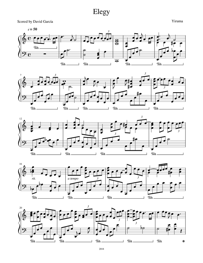 Elegy By Yiruma Sheet Music For Piano Solo Musescore