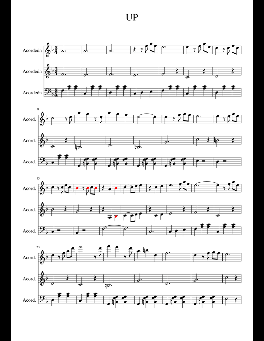 UP sheet music for Accordion download free in PDF or MIDI