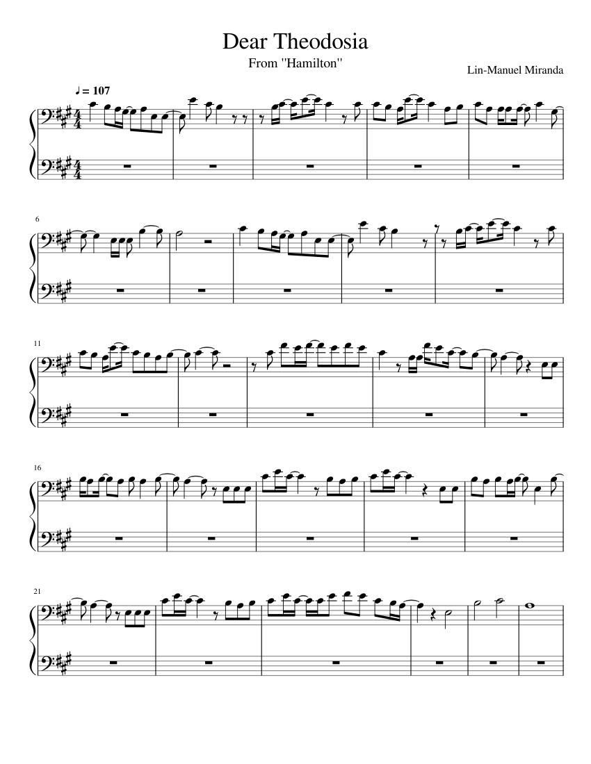 Dear Theodosia sheet music for Percussion download free in PDF or MIDI