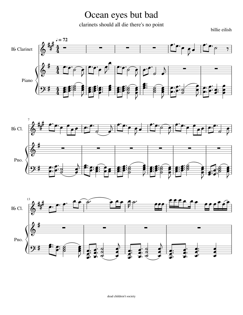 Ocean Eyes Billie Eilish Sheet music for Piano Download