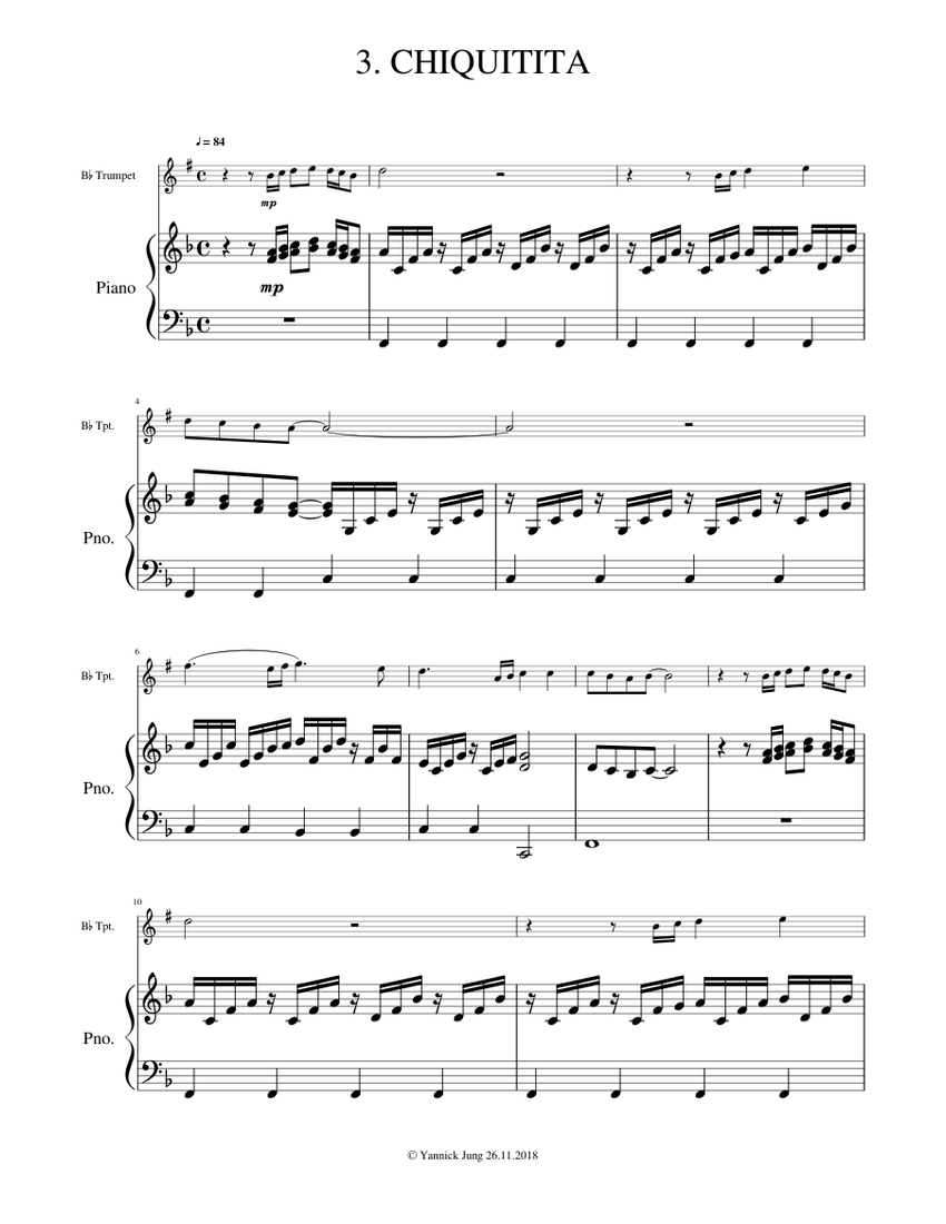 ABBA - Chiquitita Sheet music for Piano, Trumpet | Download free in PDF