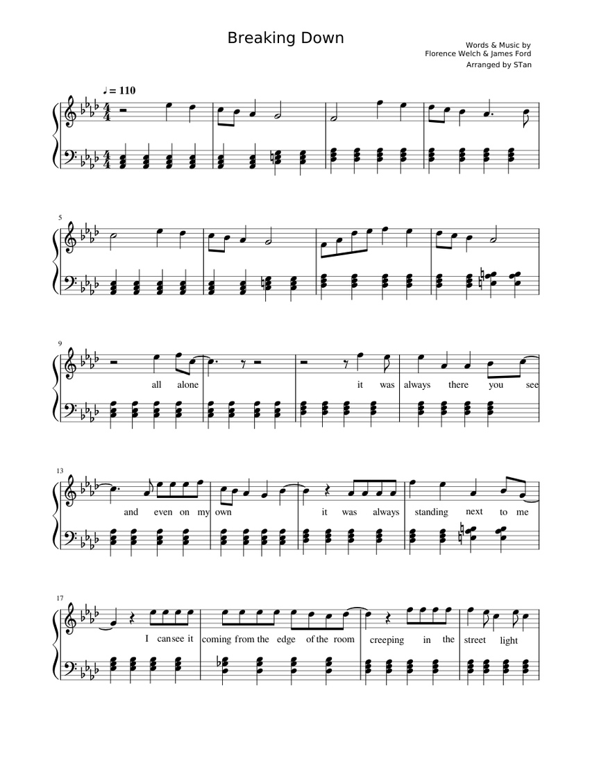 Breaking Down Sheet music for Piano | Download free in PDF or MIDI
