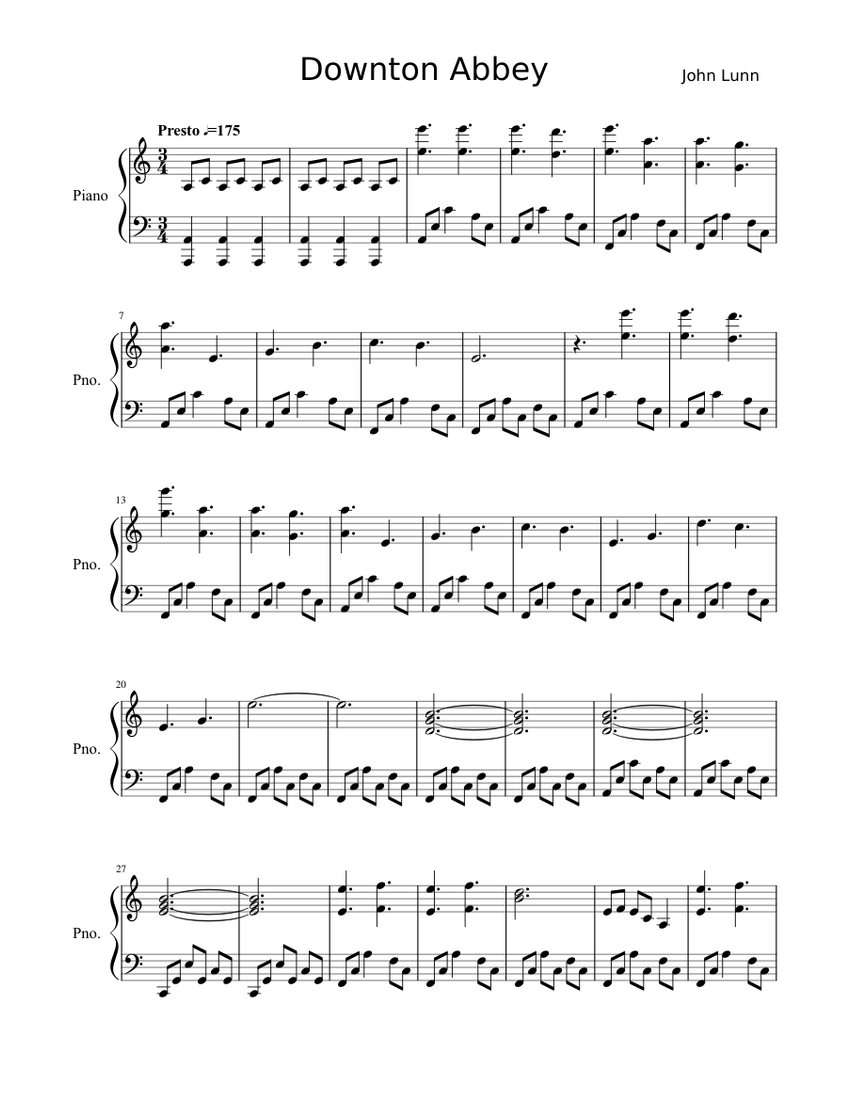 Downton Abbey Theme Piano Sheet music for Piano (Solo) | Musescore.com