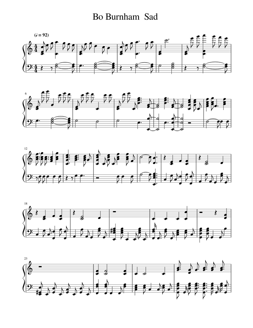 Bo Burnham Sad Sheet music for Piano (Solo) | Musescore.com