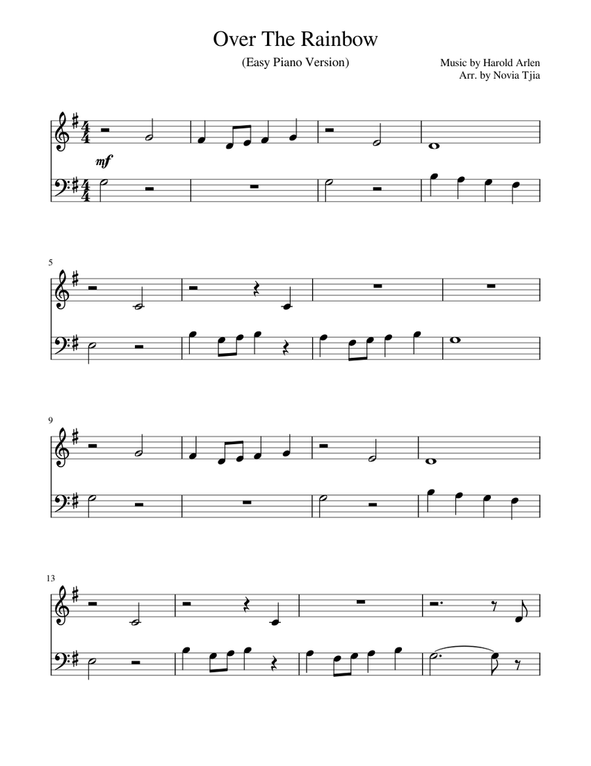 Over The Rainbow Sheet music for Piano (Solo) | Musescore.com