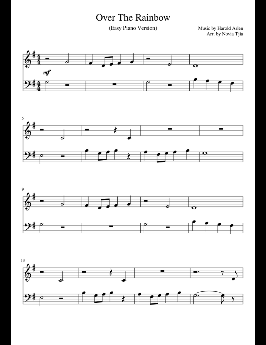 Over The Rainbow sheet music for Piano download free in PDF or MIDI