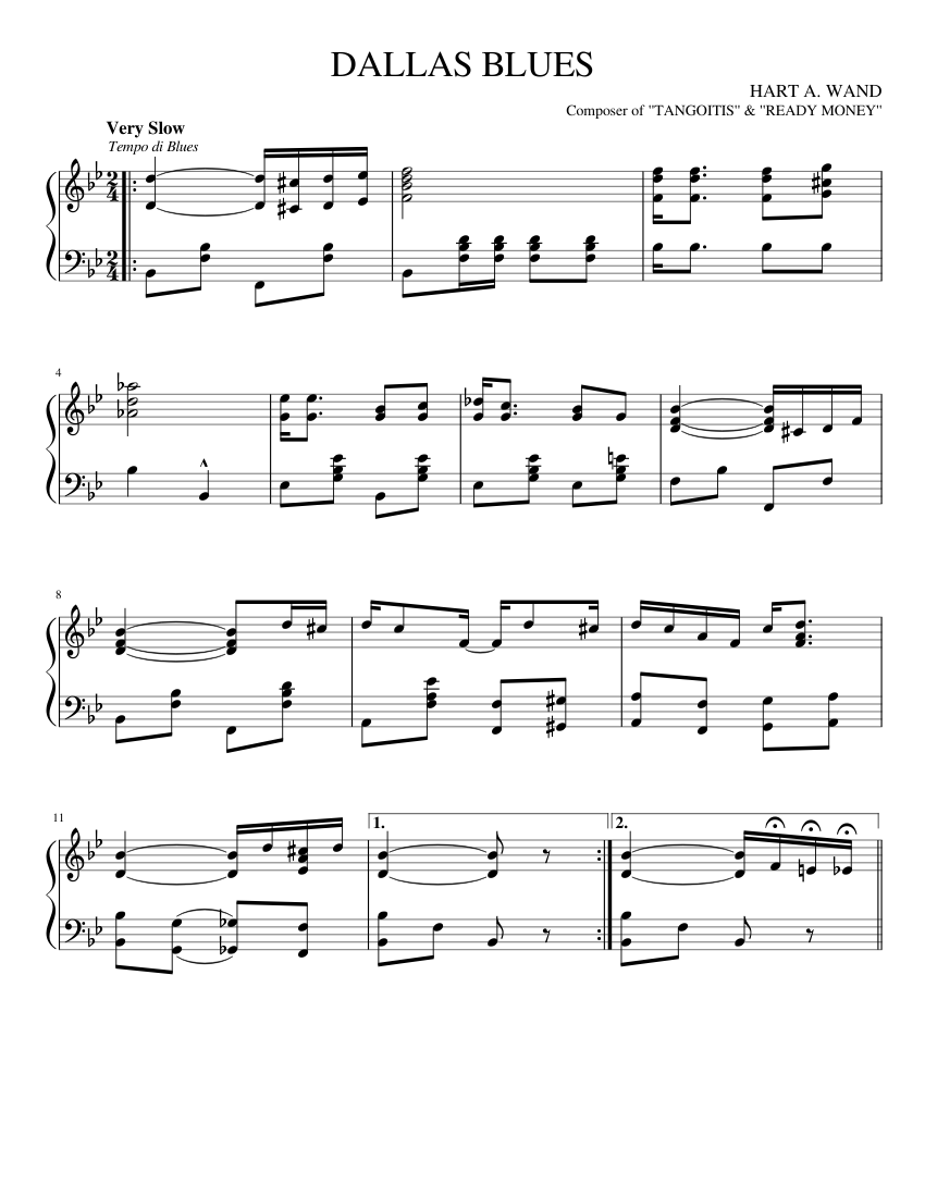 Dallas Blues (1912) Sheet music for Piano (Solo) | Musescore.com