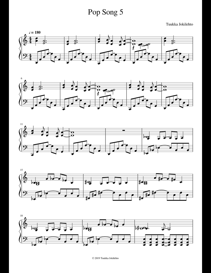 Pop Song 5 sheet music for Piano download free in PDF or MIDI