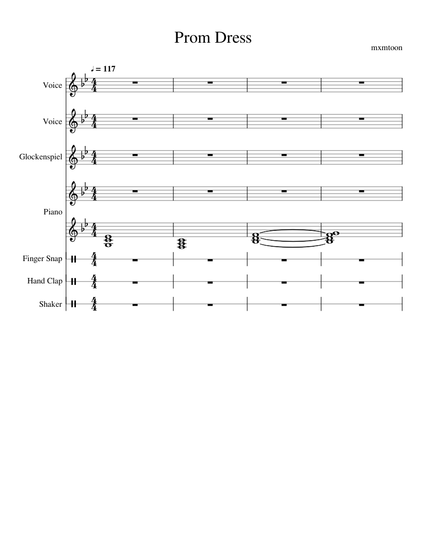 Prom Dress Arrangement Sheet music for Piano Voice Percussion