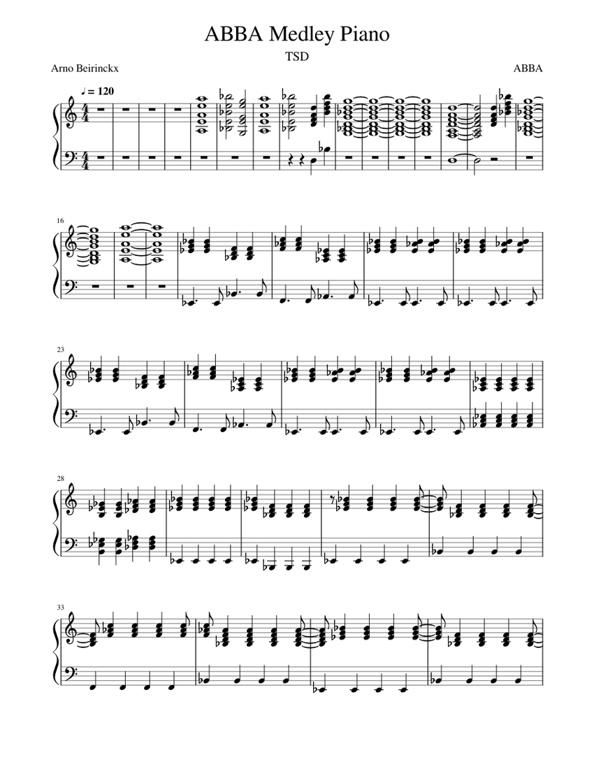 ABBA Medley Piano Sheet music for Piano (Solo) | Musescore.com