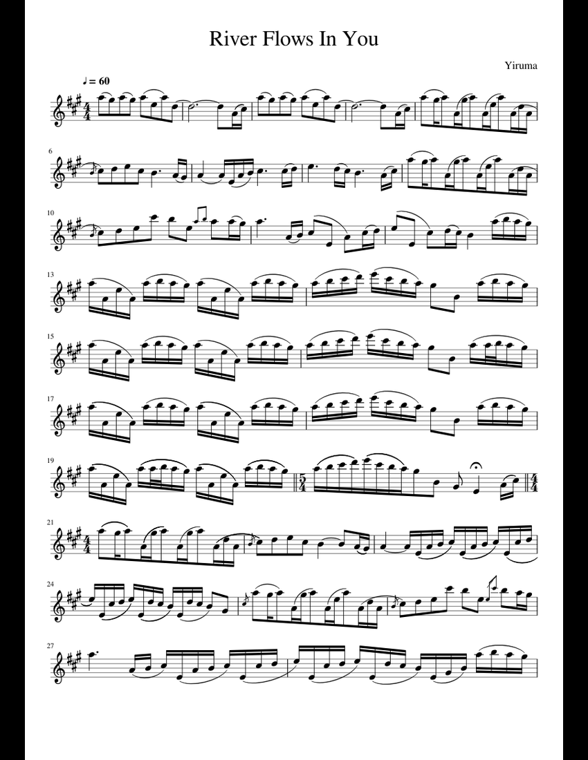 River Flows In You (Violin Part) sheet music for Violin download free