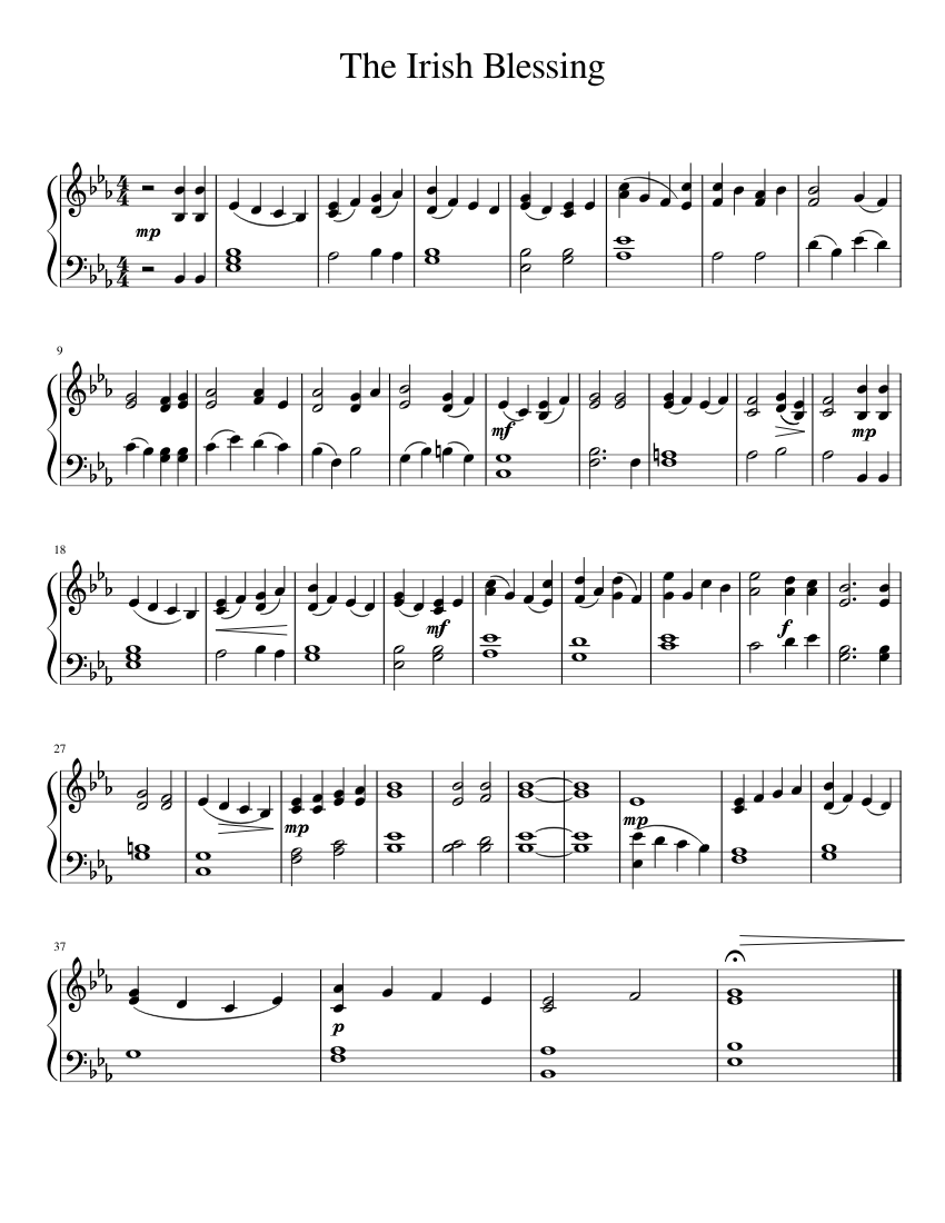 The Irish Blessing Sheet music for Piano | Download free in PDF or MIDI
