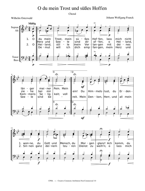 O Du Mein Trost Und Susses Hoffen Sheet Music Free Download In Pdf