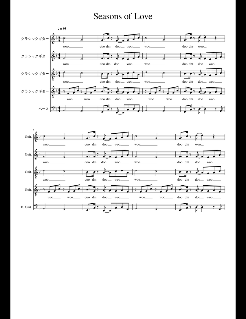 Seasons of Love sheet music for Guitar, Bass download free in PDF or MIDI