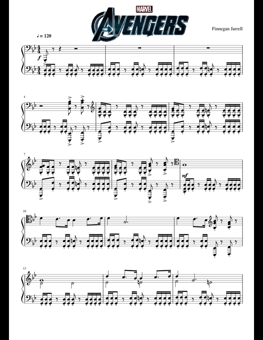 The Avengers Theme Piano sheet music for Piano download free in PDF or MIDI