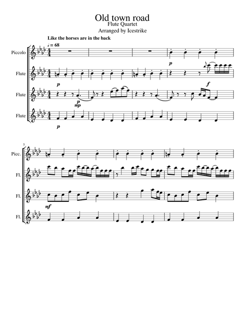 Sheet Music For Piccolo With 4 Instruments Musescore Com