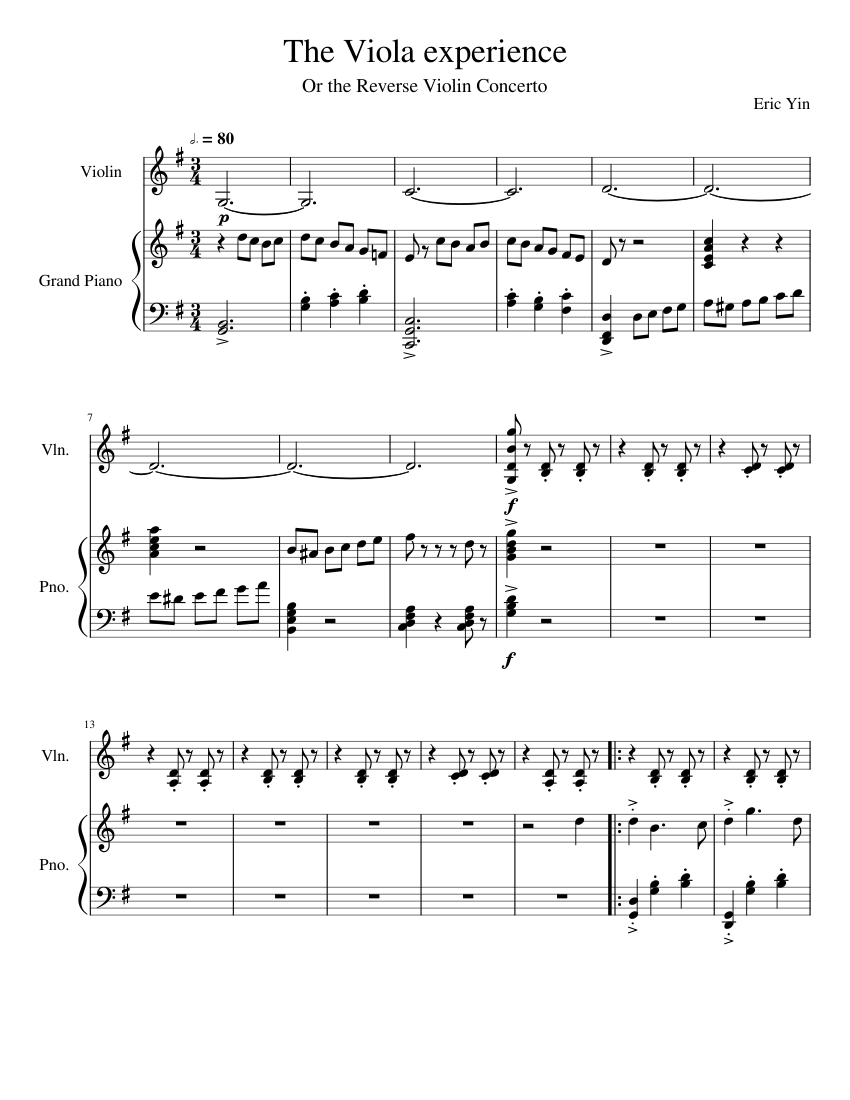 The Viola Experience Sheet music for Violin, Piano (Solo) | Musescore.com
