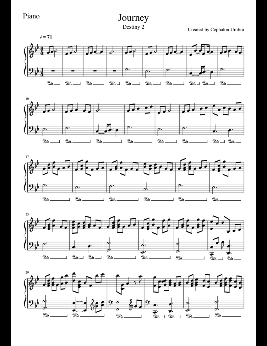 Journey - Destiny 2 - piano tutorial