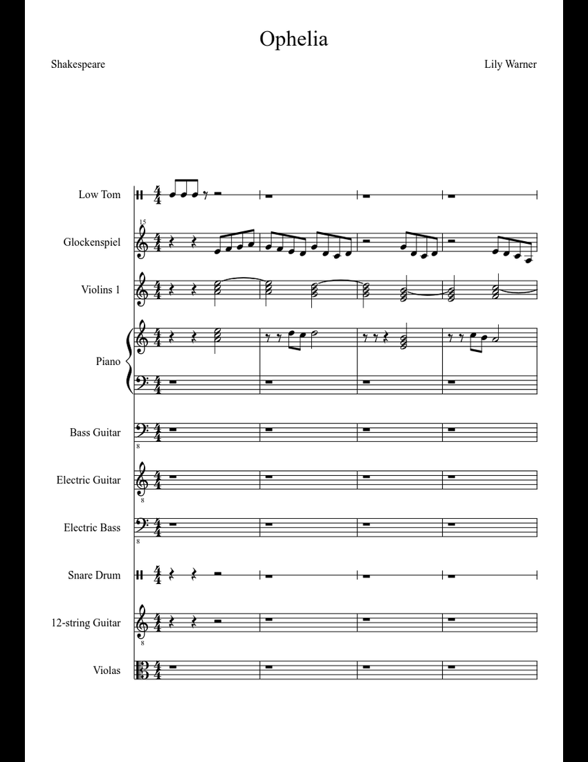 Ophelia sheet music download free in PDF or MIDI