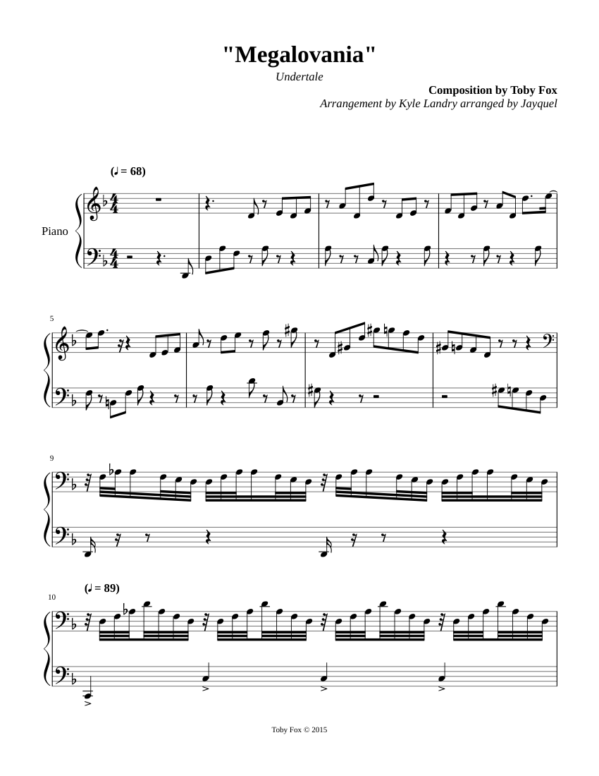 Megalovania by Kyle Landry sheet music for Piano download free in PDF