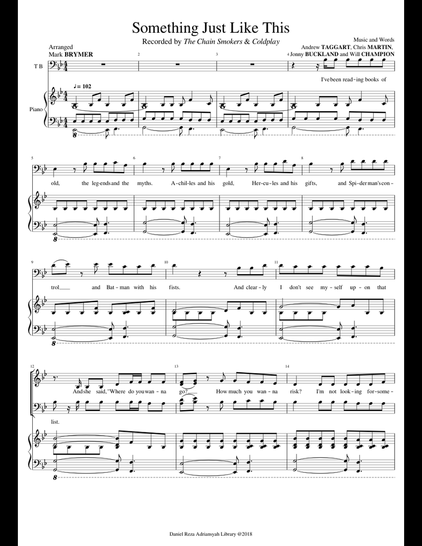 Something Just Like This sheet music for Piano, Voice download free in