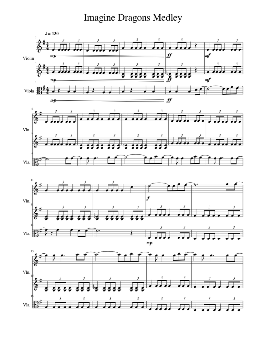 Imagine Dragons Medley Full Score Sheet music for Piano | Download free