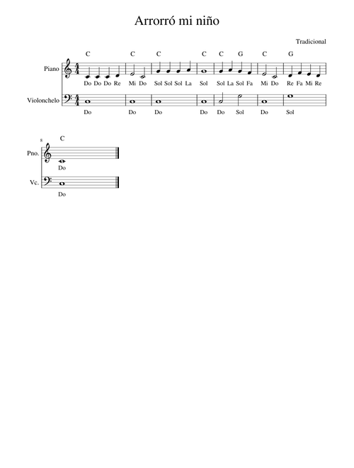 Arrorro Mi Nino Melodia Fundamental Sheet Music For Piano Cello Solo Musescore Com Descarga una vez, escucha mil veces! fundamental sheet music