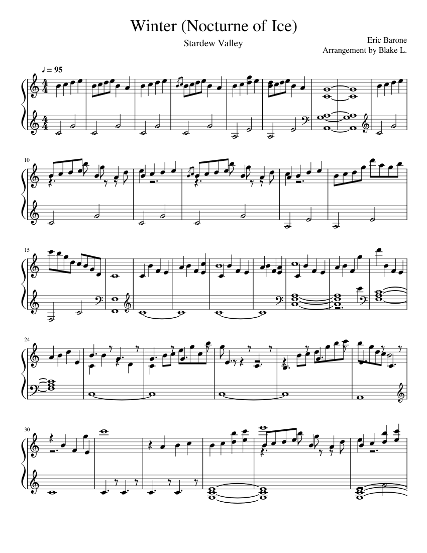 Stardew Valley: Winter (Nocturne of Ice) W.I.P! Sheet music for Piano