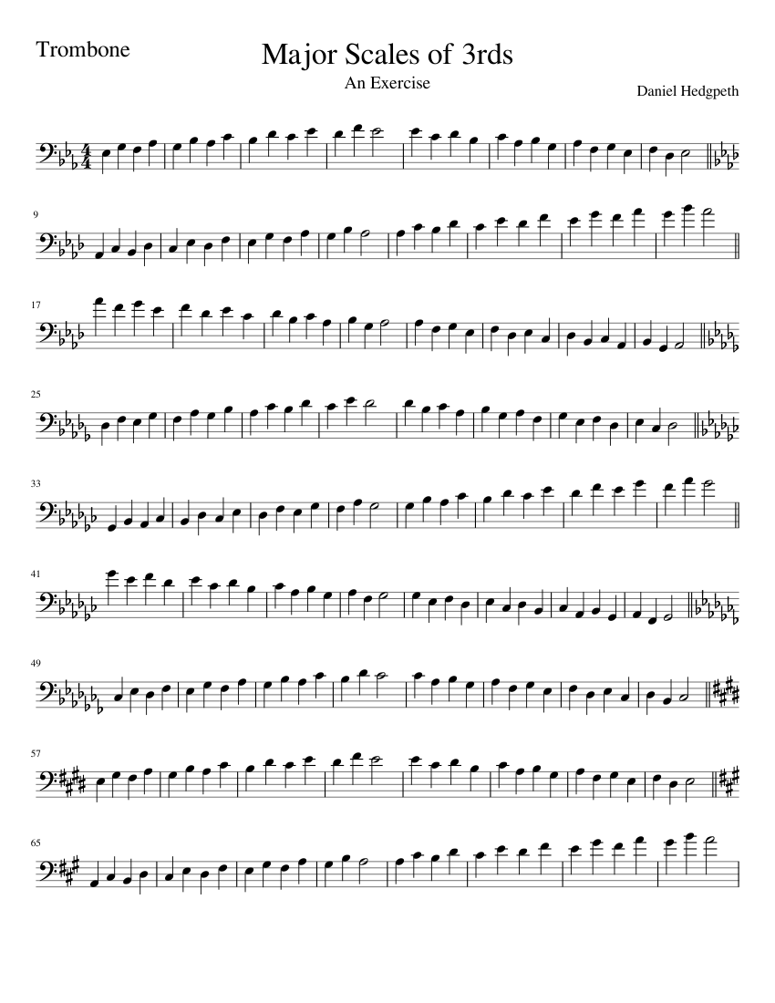 Major Scales of 3rds sheet music for Trombone download free in PDF or MIDI