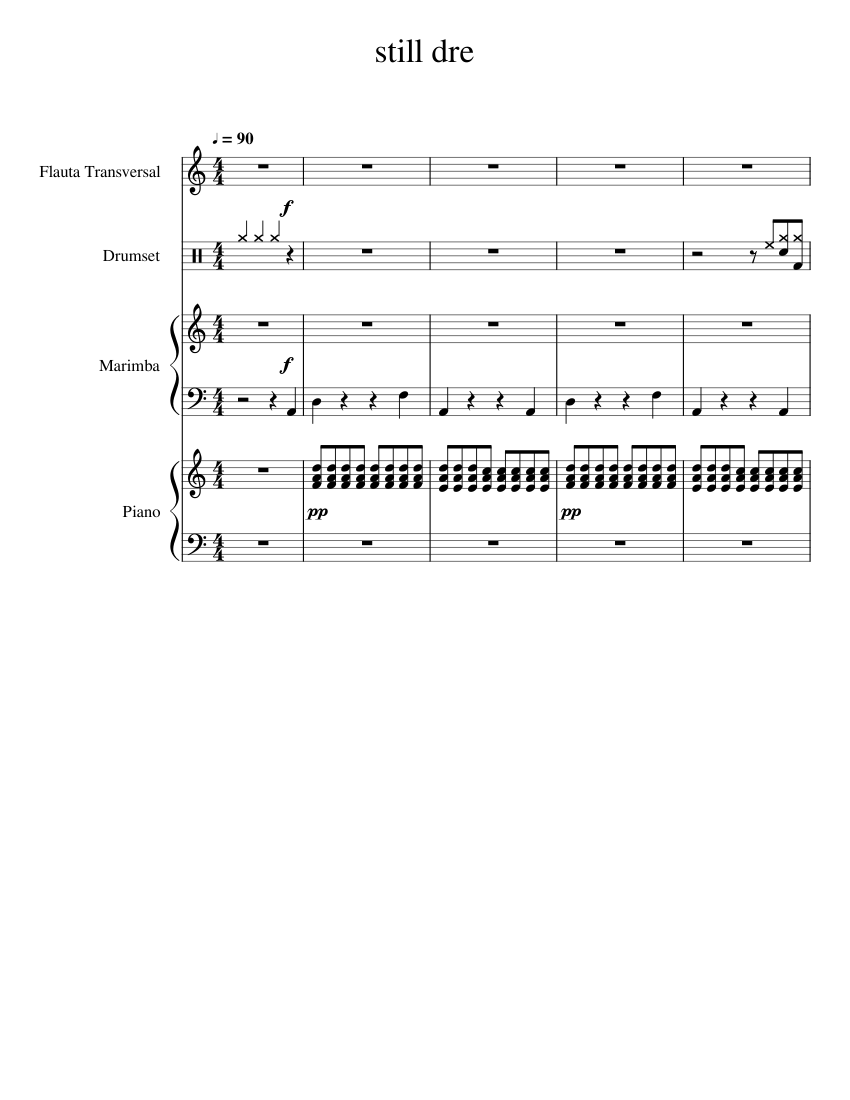 still dre sheet music for Flute, Piano, Percussion download free in PDF