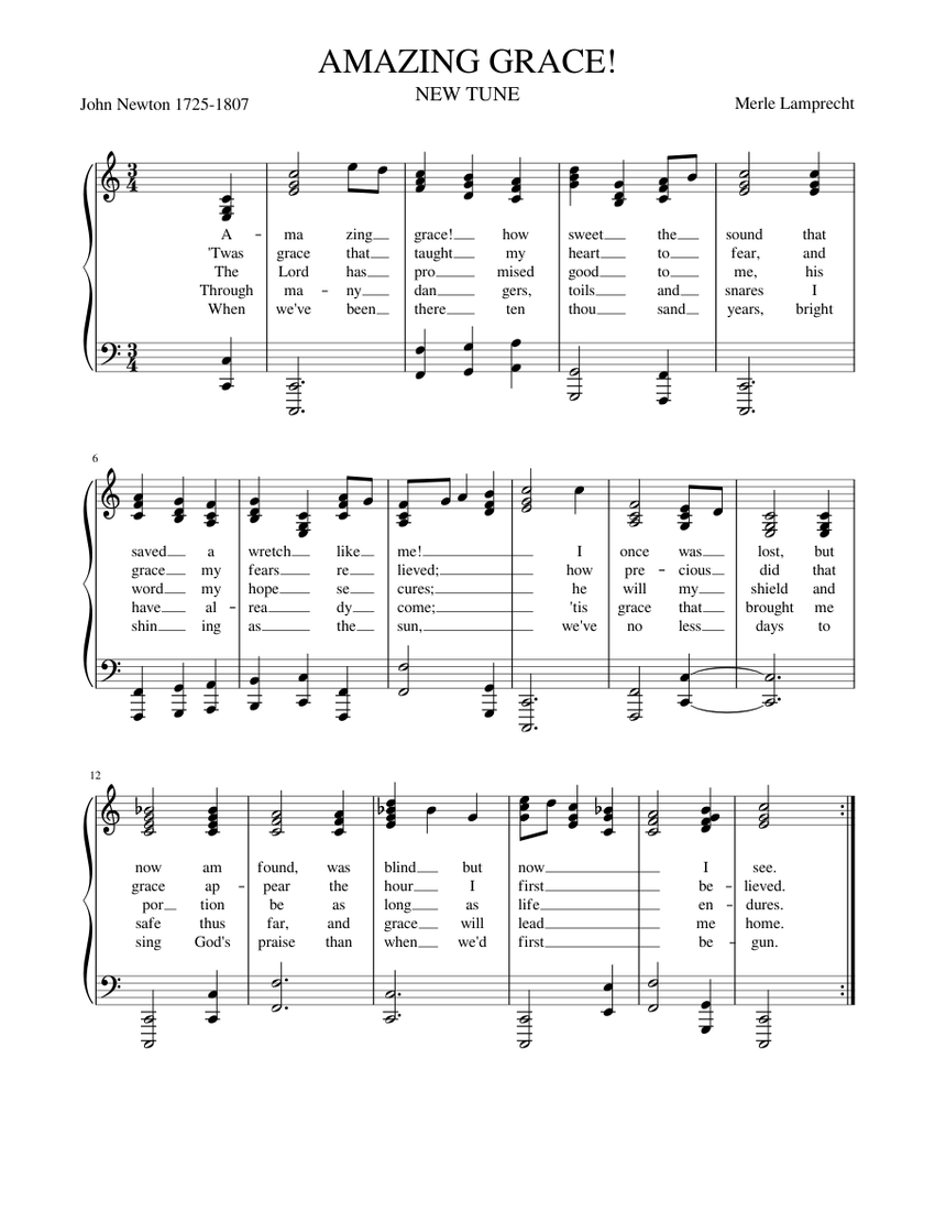 AMAZING GRACE Sheet music for Piano | Download free in PDF or MIDI