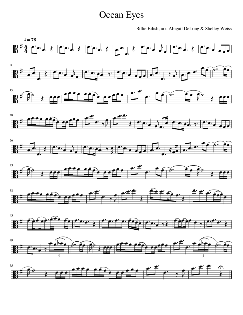 Ocean_Eyes sheet music for Viola download free in PDF or MIDI