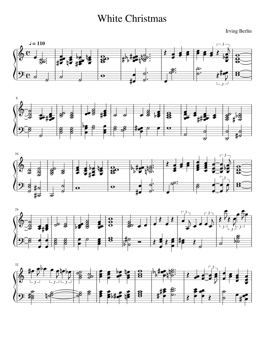 White Christmas sheet music for Piano download free in PDF or MIDI