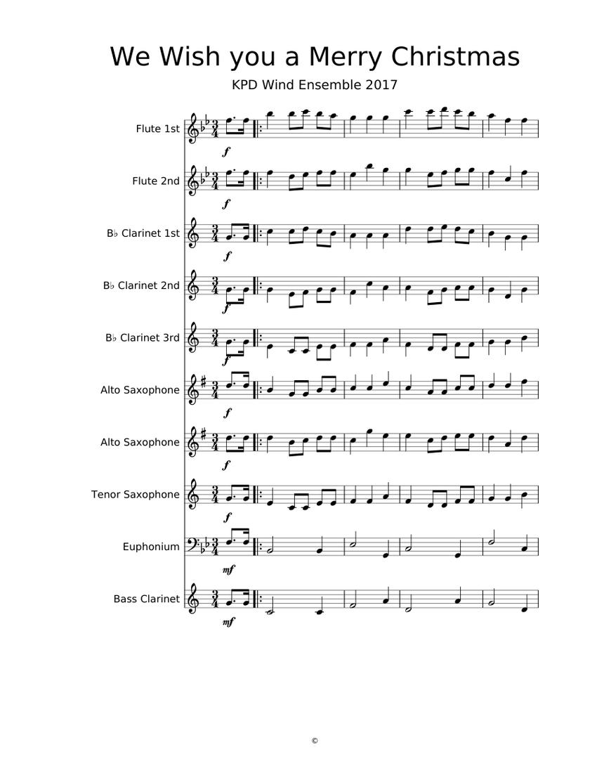 We wish you a merry Christmas Sheet music for Flute, Alto