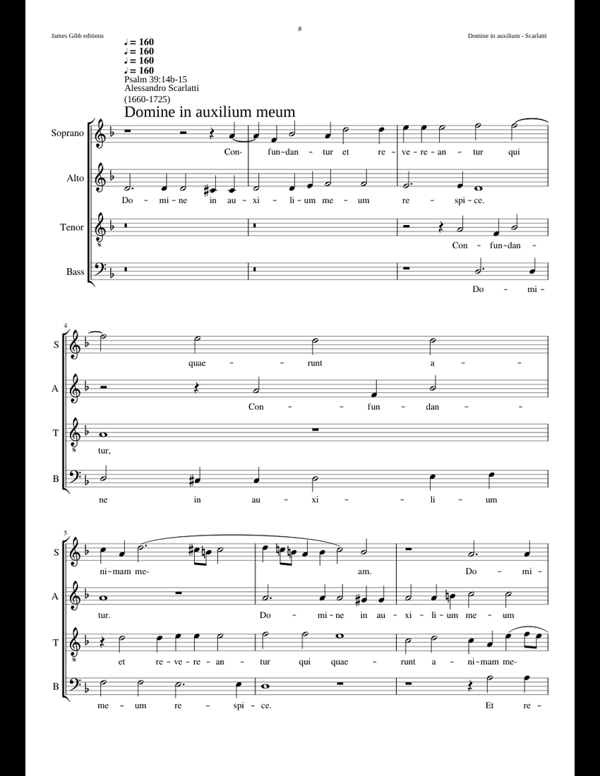 Domine in auxilium meum - Alessandro Scarlatti sheet music for Flute ...