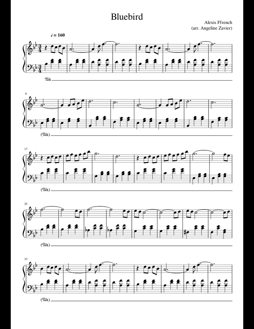 Bluebird Sheet Music For Piano Download Free In PDF Or MIDI