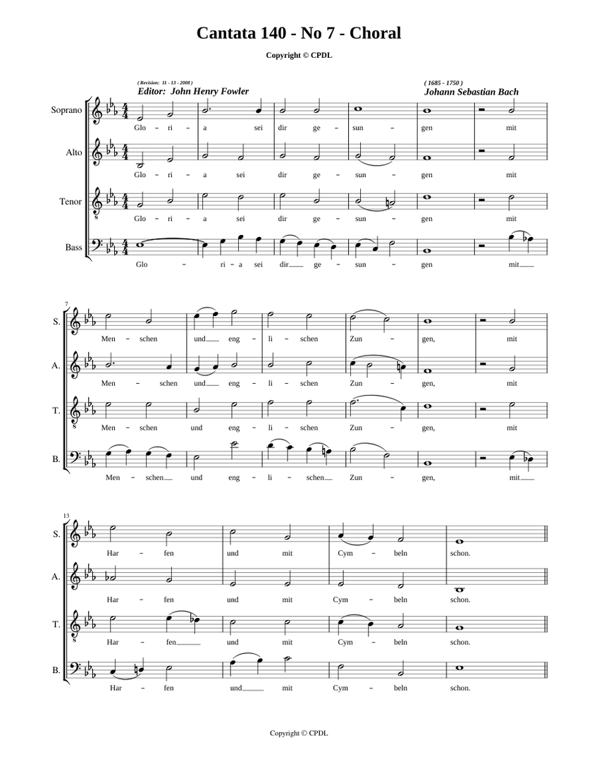 Wachet auf, ruft uns die Stimme Sheet music for Piano Download free