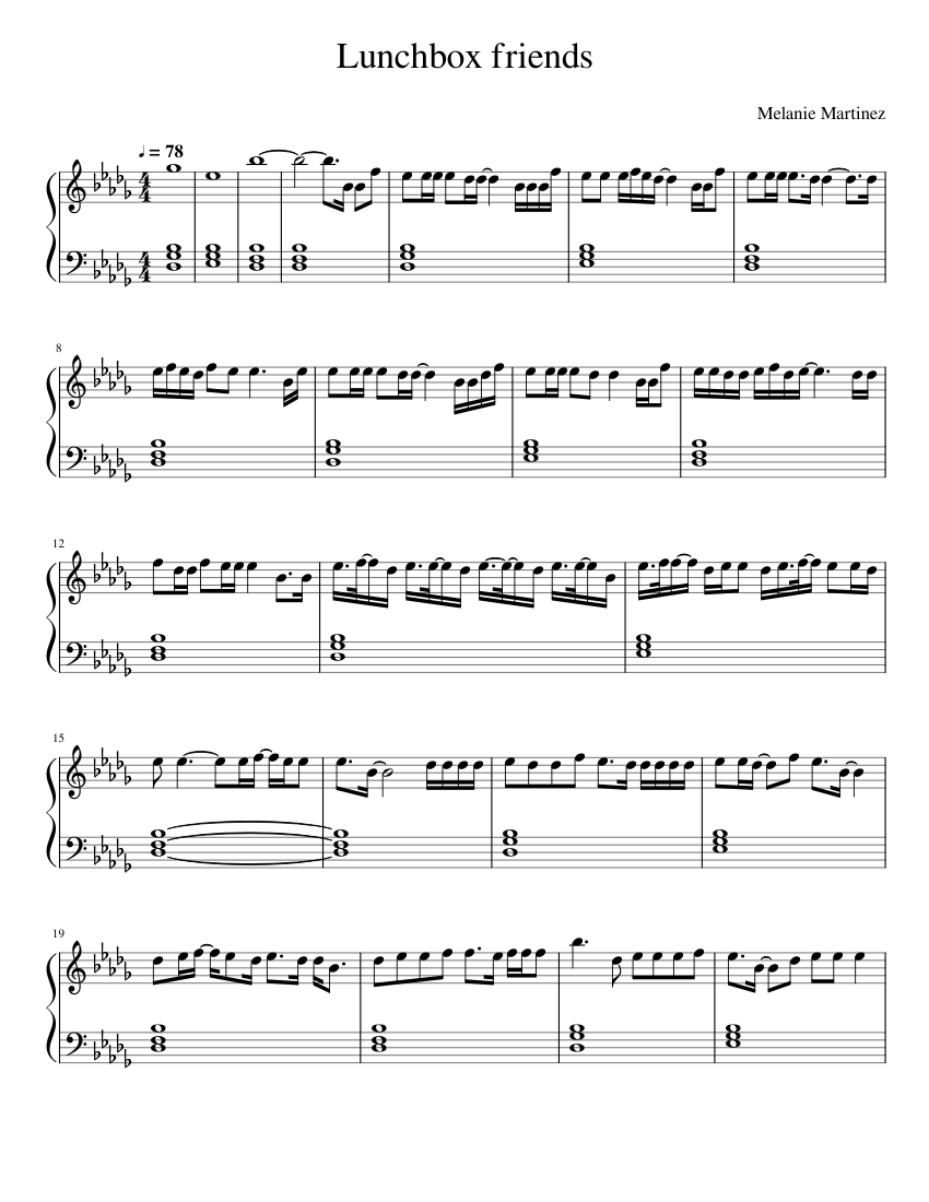 Melanie Martinez lunchbox friends Sheet music for Piano | Download free ...